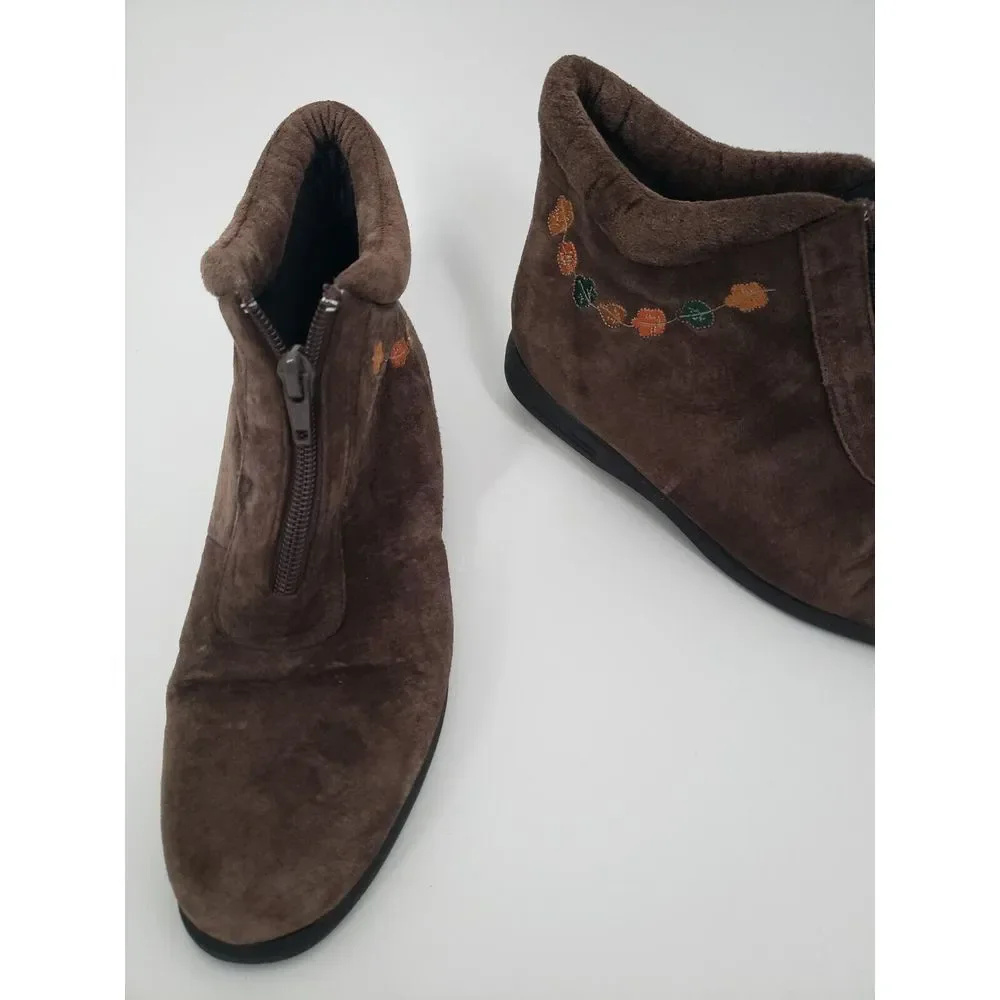 Beacon Reflections Leaf Embroidered Leather‎ Boots Women's US 8 (M) Fall Leaves